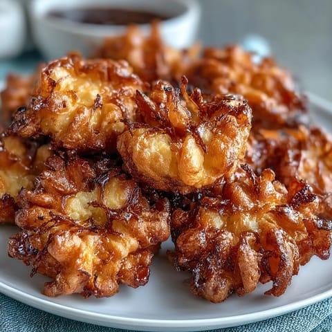 Golden dandelion flowers coated in a light, crispy batter, served with a vibrant herb dipping sauce for a delightful appetizer.