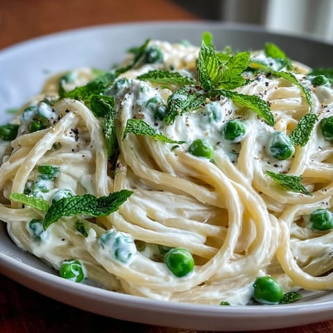 Creamy Lemon Ricotta Pasta with Peas and Mint, a vibrant, quick weeknight meal.