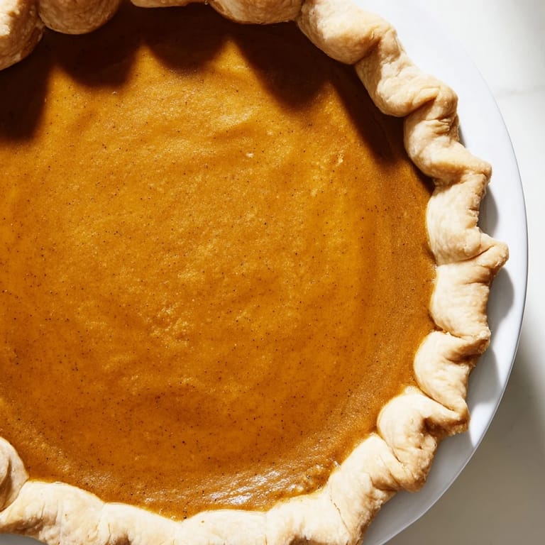 Warm, spiced pumpkin pie, fresh from the oven, ready to be served and enjoyed.