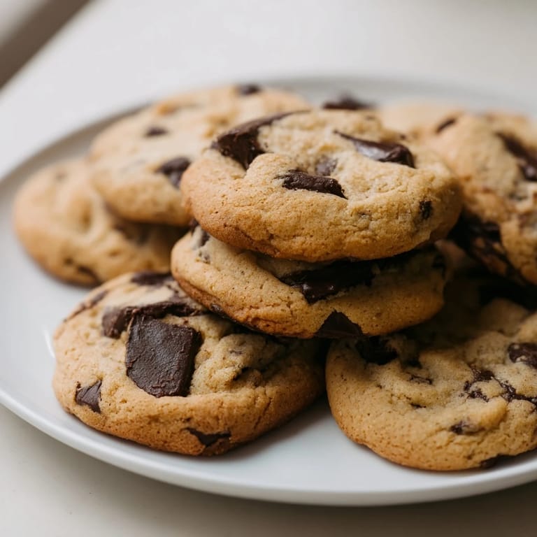Stack of soft chocolate chip cookies, a perfect American snack, ready for a glass of milk.