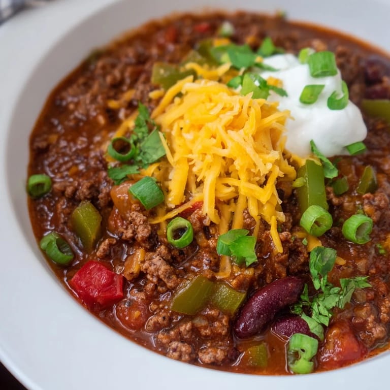 Fragrant Chili con Carne with visible kidney beans and ground beef, ready to be enjoyed.