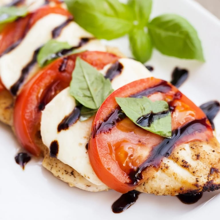 Sizzling Caprese Chicken Skillet in a pan, featuring juicy chicken breasts topped with ripe tomatoes and creamy mozzarella.