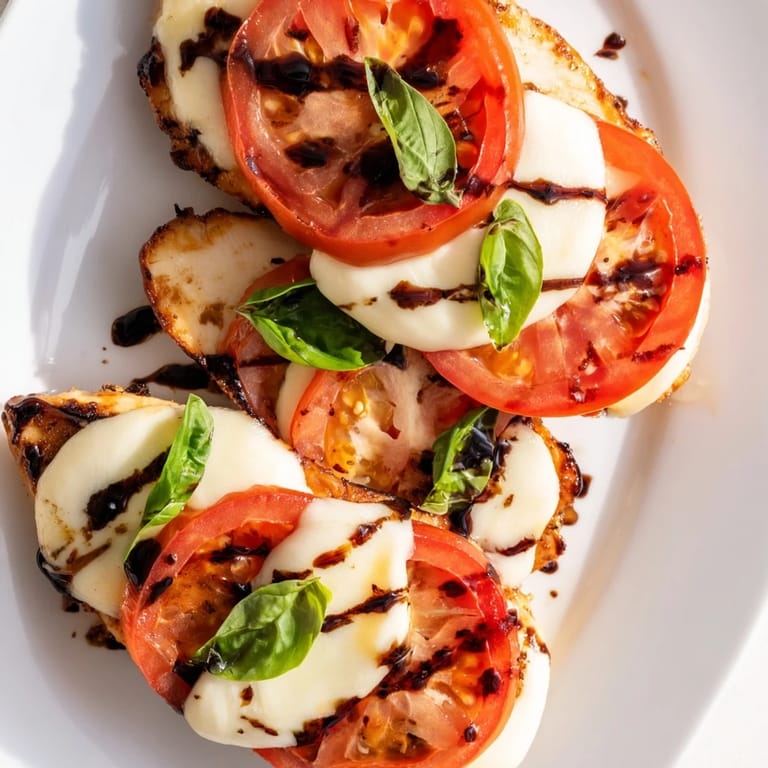 Caprese Chicken Skillet served hot over zucchini noodles, with a vibrant salad on the side for a low-carb meal.