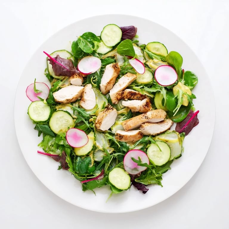A forkful of Spring Detox Chicken Salad showcases mixed greens, creamy avocado, and juicy grilled chicken, all glistening with homemade zesty lemon vinaigrette.