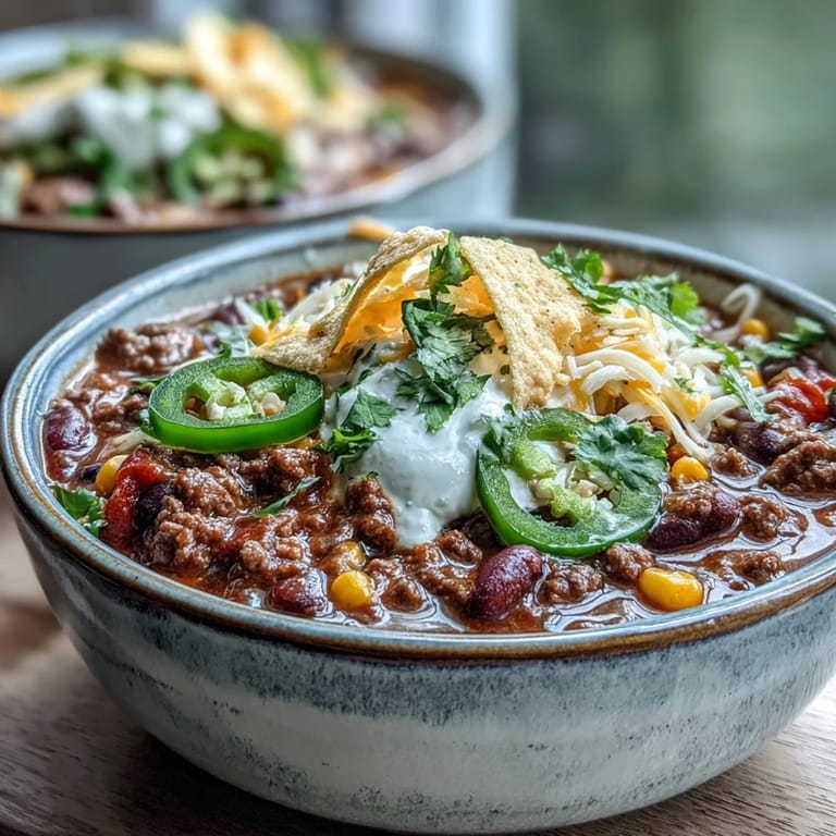 Family-style Taco Soup in a white pot, perfect for game day, garnished with jalapeños and lime wedges for serving.