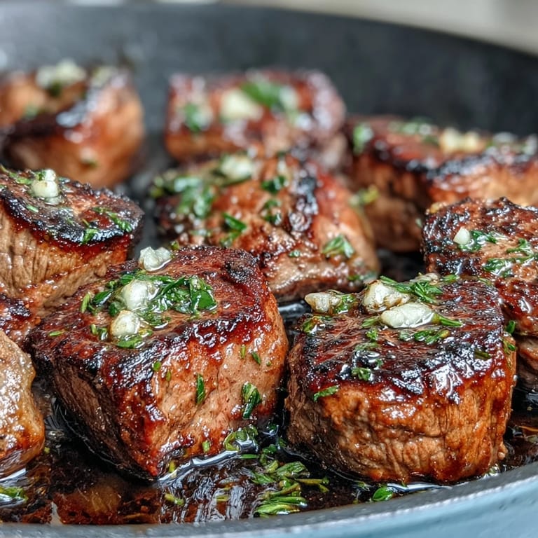 Flavorful garlic herb steak bites cooked in a single pan for quick, savory dinner.