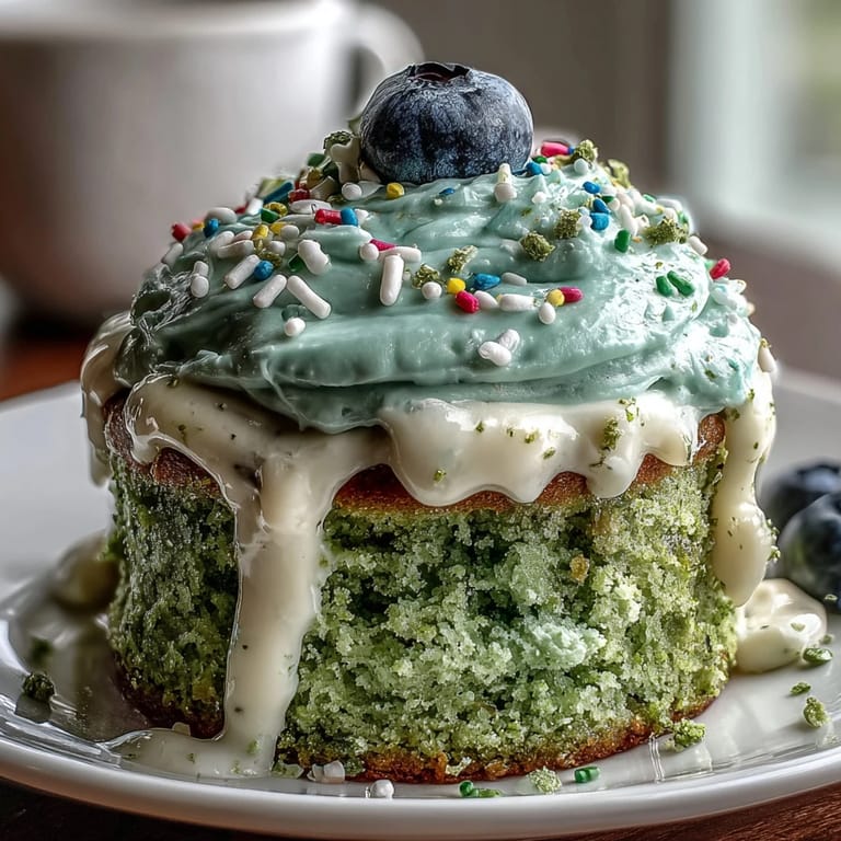 Beautifully frosted mini matcha birthday cake artfully decorated with delightful brunch adornments.
