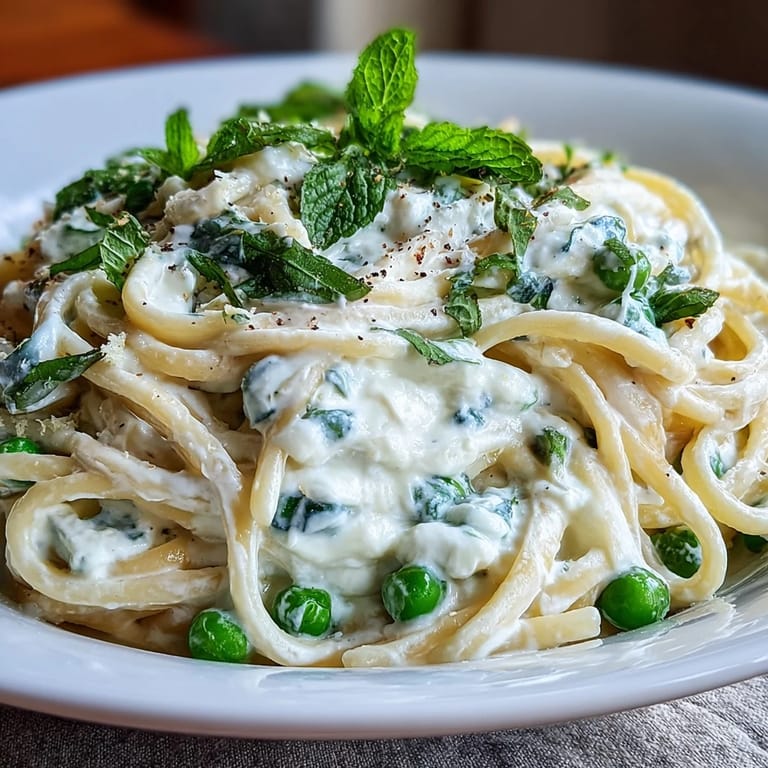 Bright Lemon Ricotta Pasta with peas and mint, perfect for a light spring lunch.