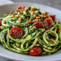 Vibrant Zucchini Noodles with Avocado Pesto, a creamy, healthy vegan dish.